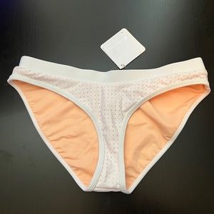 Fabletics swim suit bottom white with peach lining SZ XS